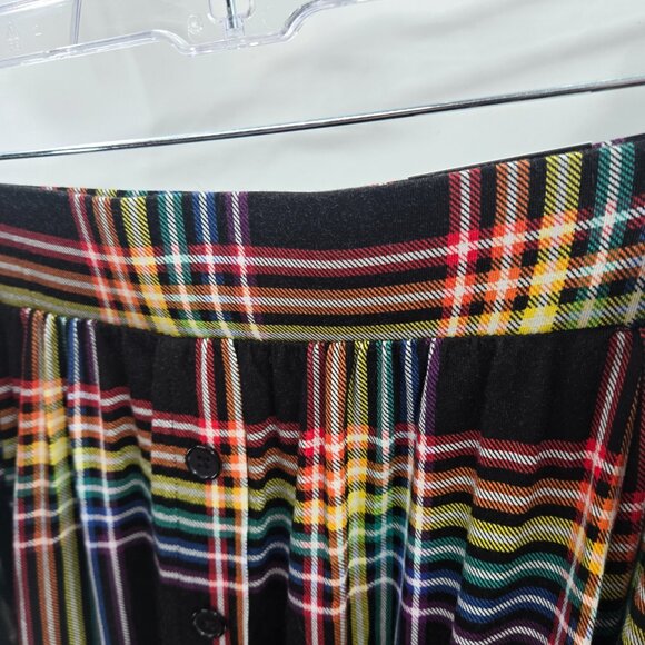 Torrid Black Rainbow Plaid Decorative Buttons Pockets Pull On Midi Skirt 2/2x - Picture 7 of 8